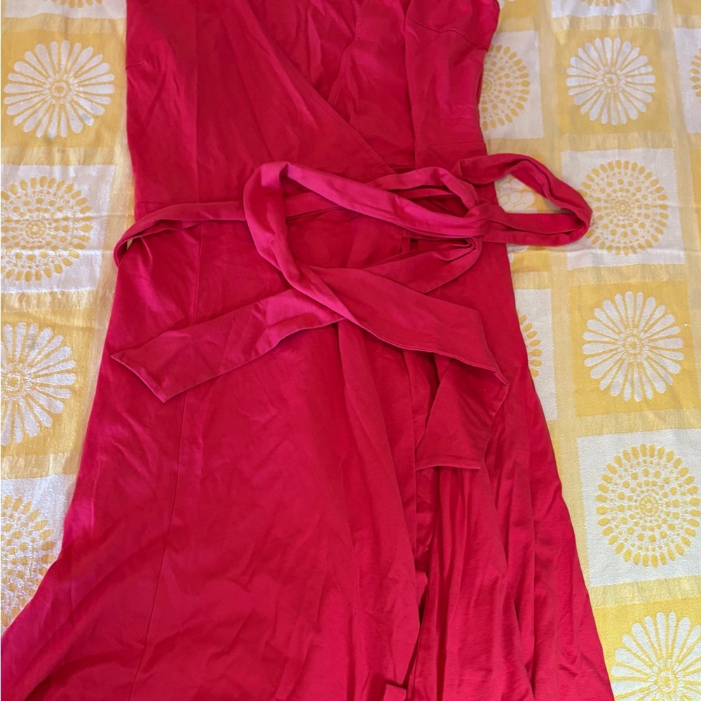 Diane von Furstenberg Red Silk Blend Wrap Dress